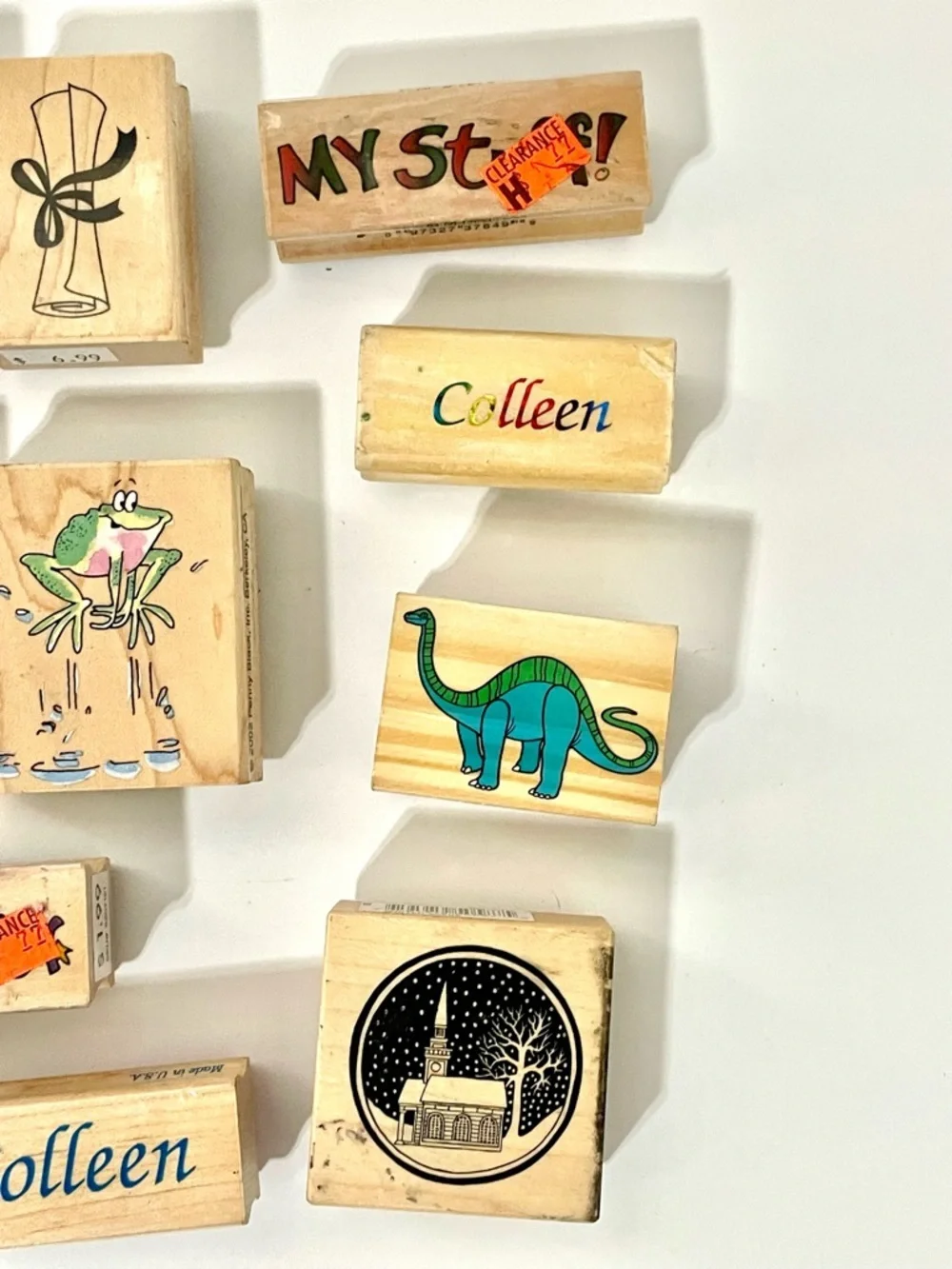 Vintage Wooden Rubber Stanp Lot of 10